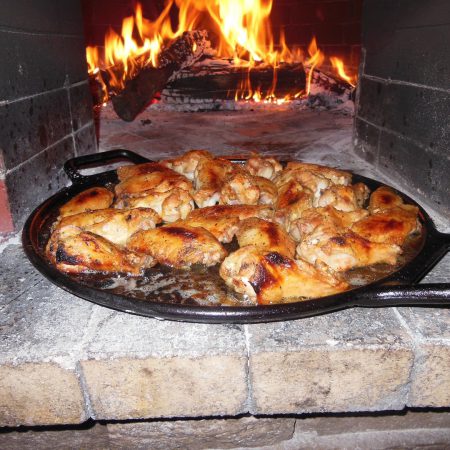 Golden brown wood fired wings.