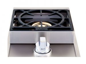 The single side burner can be added as an accessory to any Lion BBQ Grill.