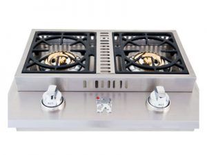 The double side burner is an accessory to the Lion Premium Grill.