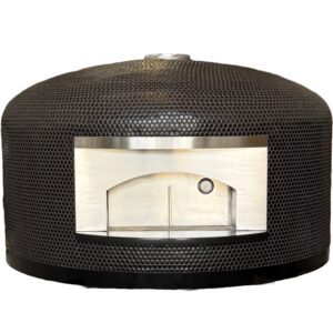48" Commercial Napoli in Black Raven Penny Tiles with a clean stainless faceplate.