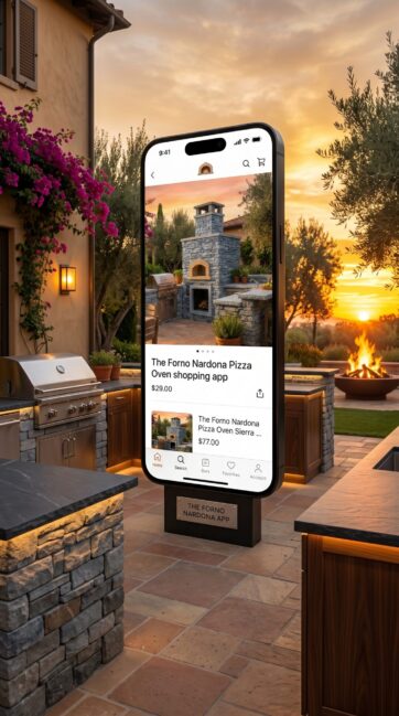 AI image LARGE Phone App Build your pizza oven today with our App
